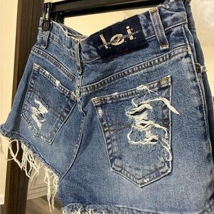 LEI Vintage Blue Distressed Jean Shorts
